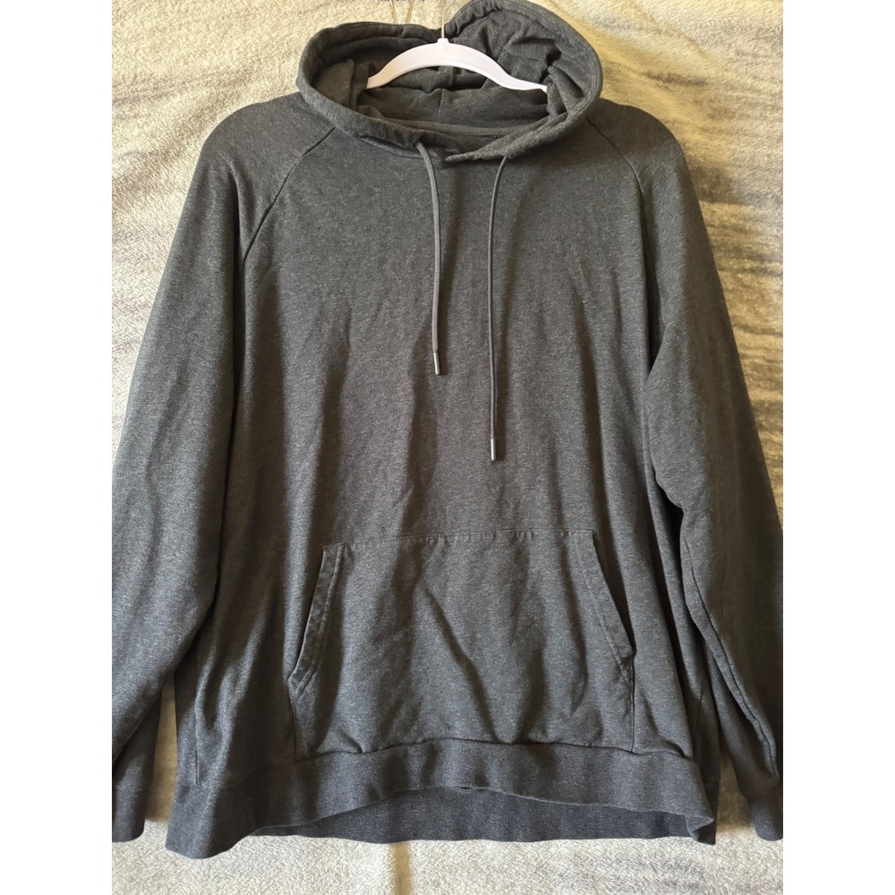 Ash & Erie Mens Raglan Hoodie Charcoal Gray Cotton Spandex Pullover Size L